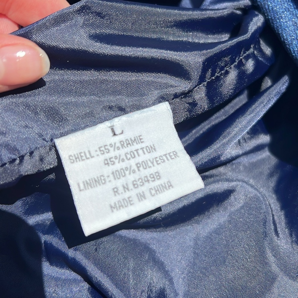 Men's Vintage 90s Denim Blue and Gray Las Vegas Varsity Jacket - Picture 6 of 6